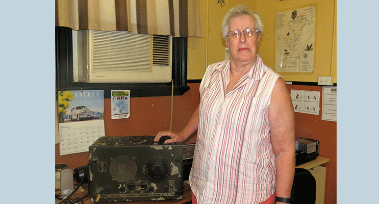 Barbara Saville donated her family's vintage radio to the Historical Society.