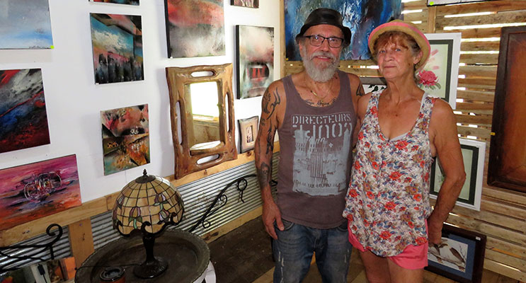 Artist Joseph Barbera with his partner Sheryl Phillips, at the Bulla Artists Gallery.