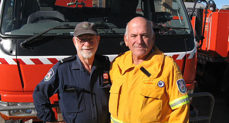 Back from the flood zone – Bruce and Joe at the Tanilba Bay station.