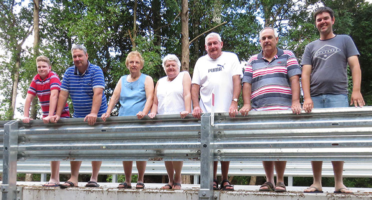 Three Generations: Michael, Glen, Irene, Helen, Lester, Gary and Lewis on the new Dorney’s Bridge