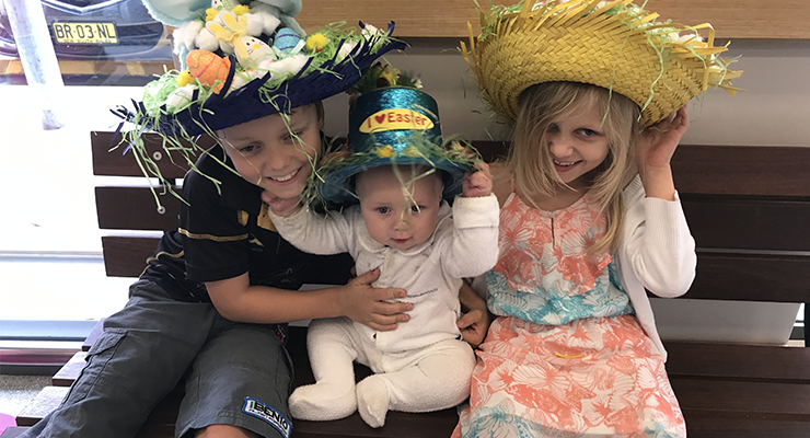 Siblings William, Frederick Montgomery and Adryane Montgomery get into the Easter spirit. 