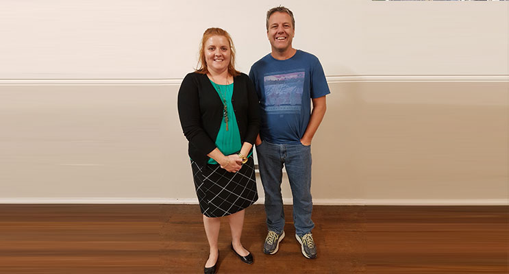 Sean Walker with Rachael Corrigan of Hunter Connect.  Photo by Sarah Stokes