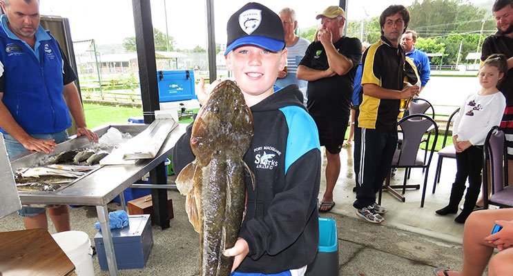 Jayden Skellern with his 3.4 kg monster flathead.  