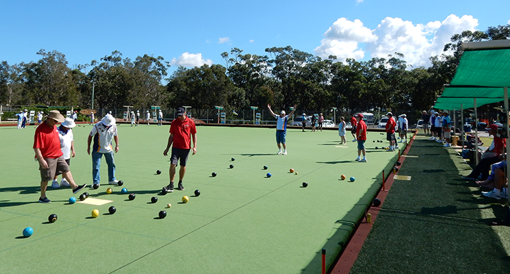 Eureka: an elated bowler, making his first shot of the day, during the Sunday Mixed Bowls "Duke of Wellington” visit.