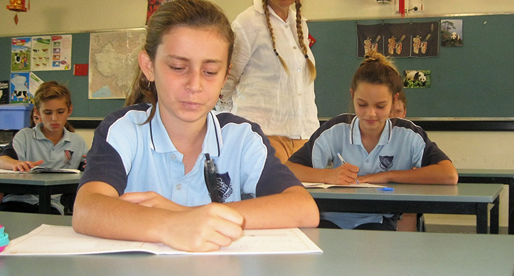 Calm and Relaxed: BCS Year 7 Advisor Ms Georgina Cunich with Carol Poniris and Grace Burke.  