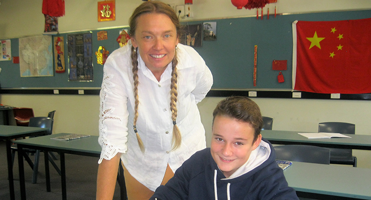 Support: BCS Year 7 Advisor Ms Georgina Cunich with Jarryd Schmidt.