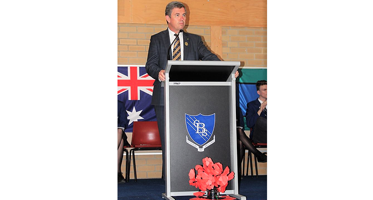 Federal Member for Lyne, Dr David Gillespie, at the BCS ANZAC Assembly.