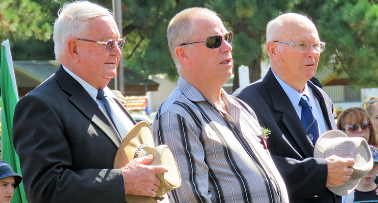 Bulahdelah ANZAC Commemoration: Dennis Coulter, Roger Dixon and Max Burrows.