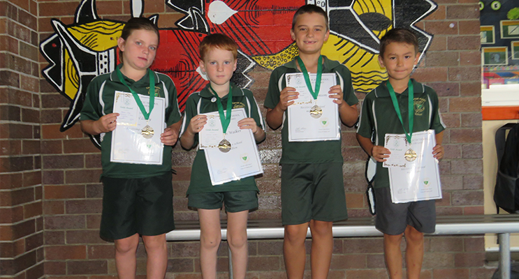 Rachel, Harmon, Lachlan and Toby with their Karuah PS Medallions.