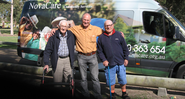 'Fantastic!' Ken Jury flanked by Reg (93) and Fred (90) at Caswell Reserve Mallabula.