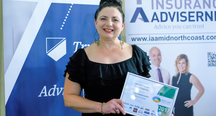 Business Leader: Denise Haynes with her Highly-Commended Award. Photo: Manning Focus Magazine