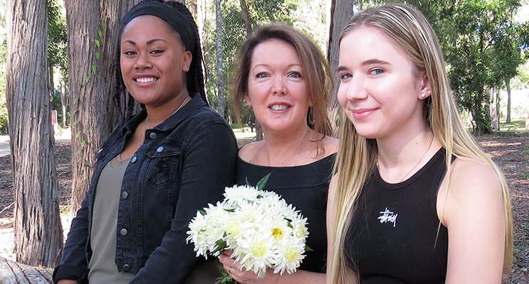 Happy Mother’s Day: Lily and Katelyn Sibert with their loving mum, Leanne.