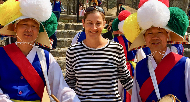 Principal Miss Young enjoying cultural highlight of her trip to South Korea. 