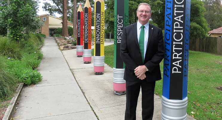 Myall Lakes MP Stephen Bromhead at Bulahdelah Central School. 
