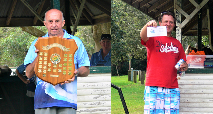 G2G Shield held by John Vaughan President TGCCFC.(LEFT) Jamie HNGCSC Winner Secret Fish. (right)