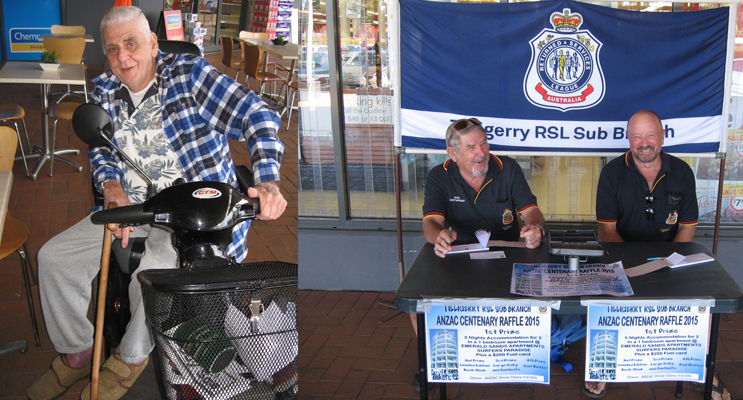 Reg Bonney out and about. (left) Noel Cartwright  fundraising for our local veterans. (right)