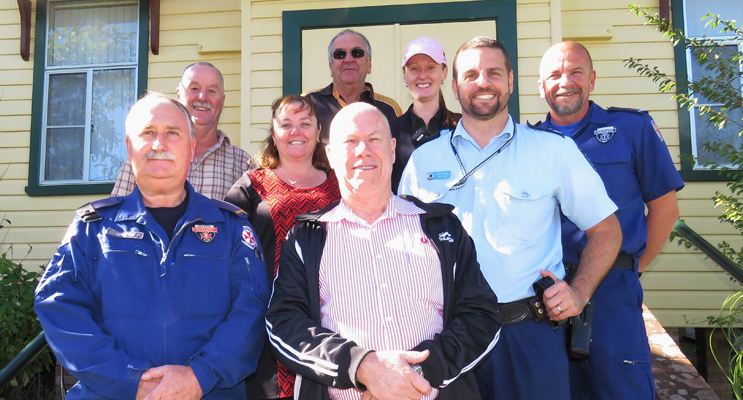 Working Together For Youth: Blue Light Support: Senior Constable Ash Ray, Paramedics Wayne Cook and Rod Paar, Lions Roger Dixon and Arthur Baker, BCS Deputy Principal Deb Gilbert with Stephen Smith and Jessica Gordon.   