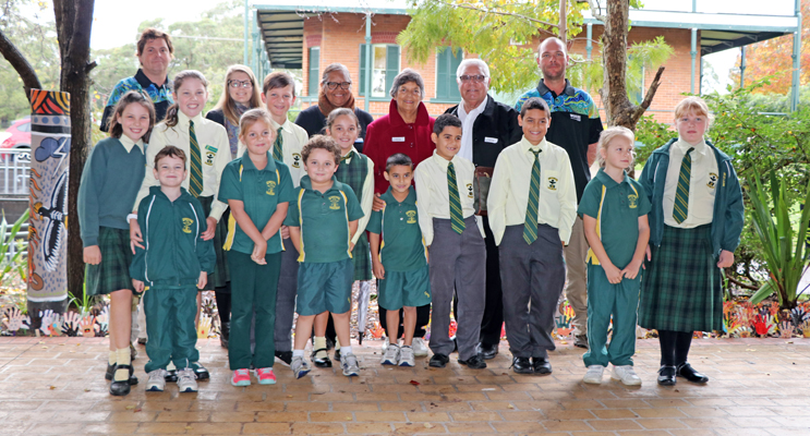 The special guests at the official opening of the Cultural garden, with some of St Brigid’s Indigenous students.