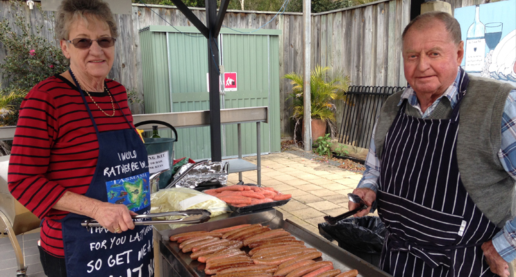 DUNEDOO FUNDRAISER: Maureen Sullivan and Club Director Barry Goode.
