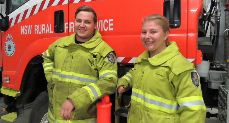 Stay Safe: Bulahdelah RFS members Jake Blanch and Meagan Terry urge residents to make winter home safety a top priority.  