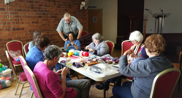 The knitters hard at work on their fairies.