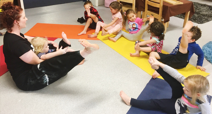 Indiana, Xavier, Ella, Hugh, Chelsea and Kaylee learning a new pose. 