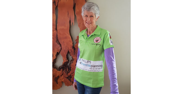 Carol Compton ready for the trek to raise money for Camp Quality. By Sarah STOKES