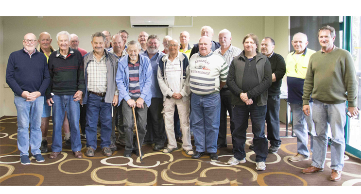 Past and present members of Salamander Bay Men’s Shed.  Photo by: Square Shoe Photography