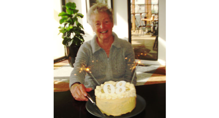 Doreen Leatham with her birthday cake.