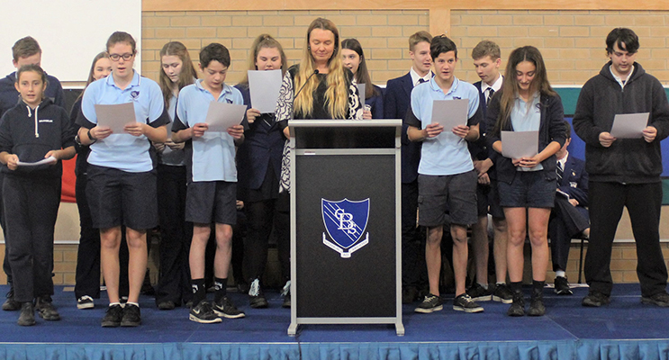 The incoming SRC formally take their pledge of office with coordinating teacher, Ms Georgina Cunich.  