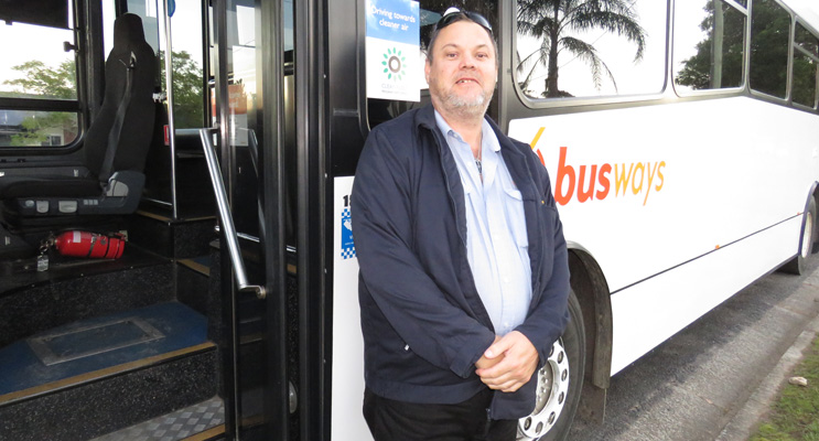 School Bus Safety: Busways driver Rod Lansdowne welcomes the seatbelt blitz.