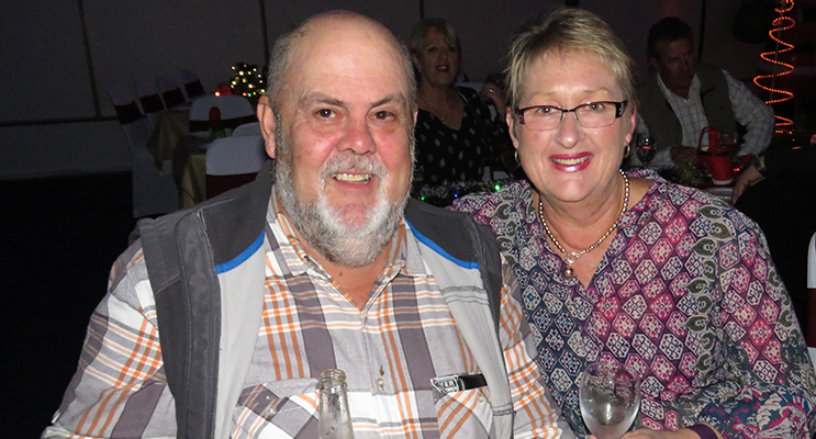 Christmas in July: Russell and Maree Richards enjoy the evening.   