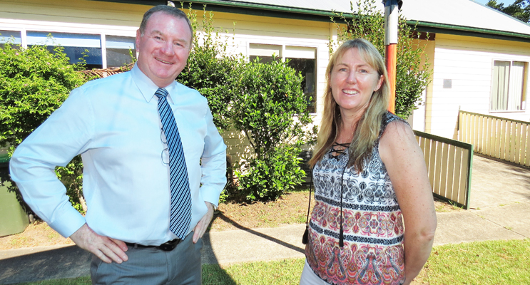 Myall Lakes MP Stephen Bromhead with Bulahdelah Preschool Director Mrs Gai Tooze.  