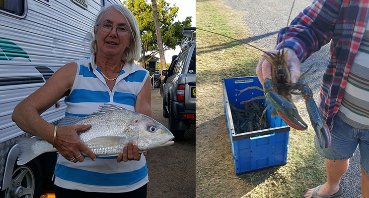 Helen with a ‘grunter’. (left) Dennis with a big one that didn’t get away.(right)