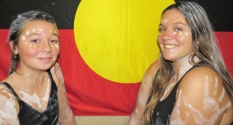 Abby Fenner and Dakota Edgerton proudly represent the Worimi Tribe.