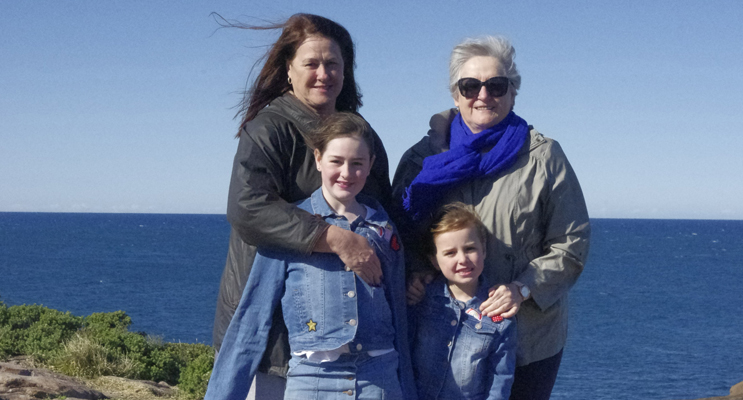 Jeanine Maund, Siena Stevens, Marli Stevens and Nola Barrett whale watching at Boat Harbour.