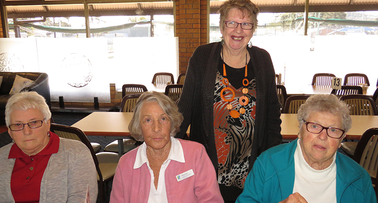 Bulahdelah Social Group: Coordinator Diane Burns with Jean Grater, Maureen Stamp and Leah Salisbury.