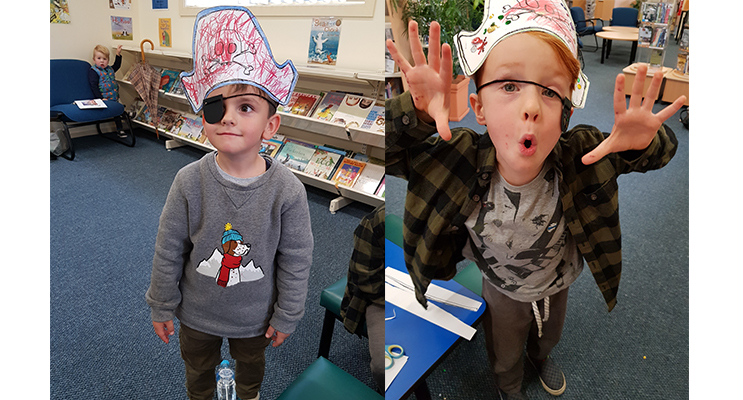 LIBRARY PIRATES: 6-year-old Oliver.(left)  LIBRARY FUN: Pirate Titus.(right) 