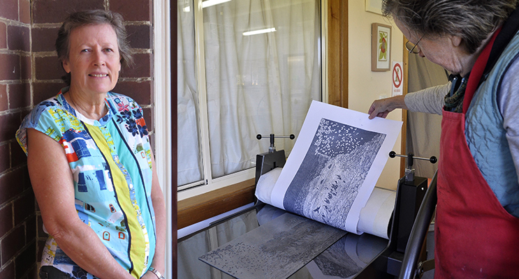 PRINT PERFECTION: Helen Sillar.(left) OPEN DAY: Learning how to print.(right)