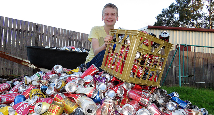 Jack Cunich will receive 10 cents for every aluminum can he collects from 1 December. 