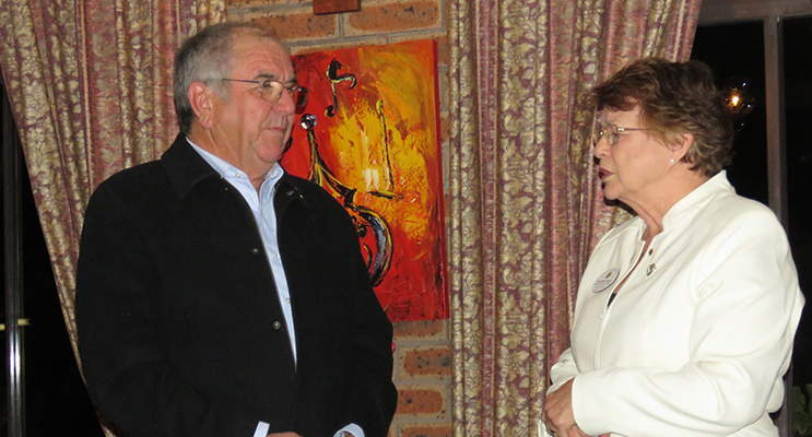 Incoming President Arthur Baker is sworn in by District Chairperson Inga Kasch.  