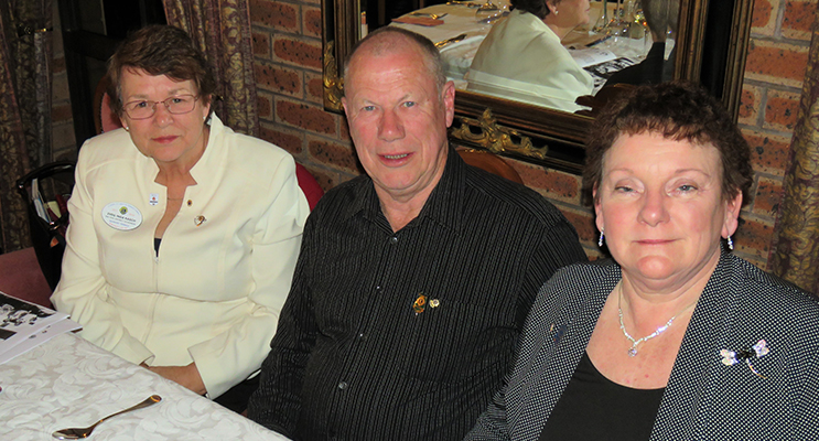 Inga Kasch with Roger and Judy Dixon at the changeover dinner. 
