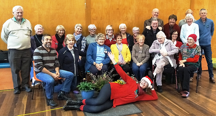 Medowie Garden Club members having a ball at their Christmas in July celebrations.