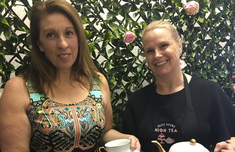 Event organiser, Keely Cotter with Petit Fours High Tea caterer, Lia Ross.