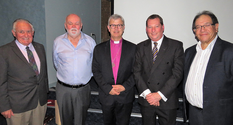 Anglican Care Chairman John Kilpatrick, GLAC Chairman John Ireland, Bishop Peter Stuart, Anglican Care CEO Colin Osborne and GLAC Executive Officer Denis Byron.