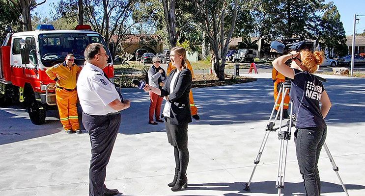 Captain George Brandenburg talking to the media.