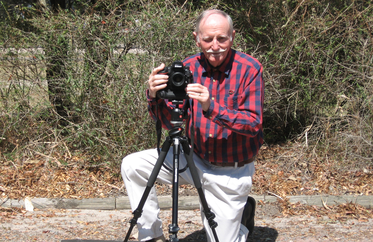 “Smile!' – John with his camera at the Tilligerry Habitat.