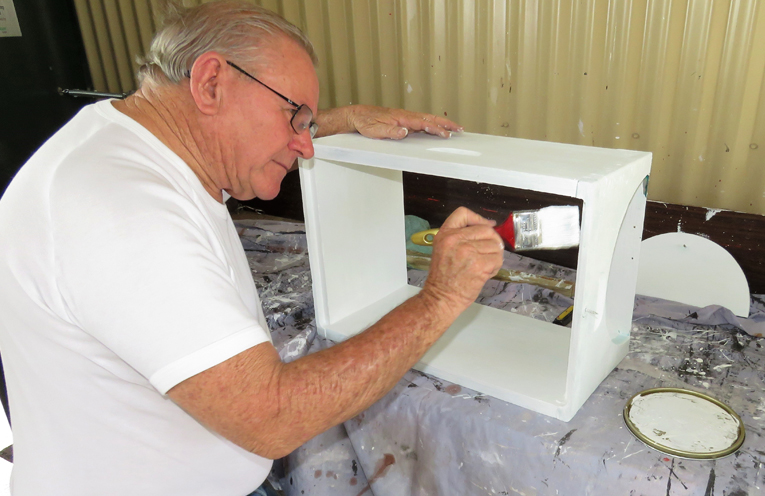Peter Millen preparing a bee box.