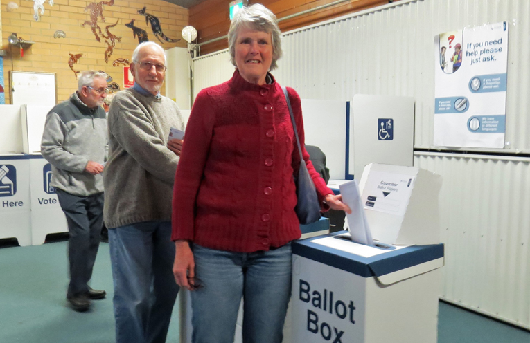 Ron and Barbara Lyle cast their votes in Tea Gardens.