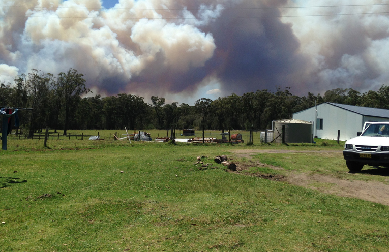 Fire threatens the edge of the Causeway Equestrian centre on Medowie Road. 